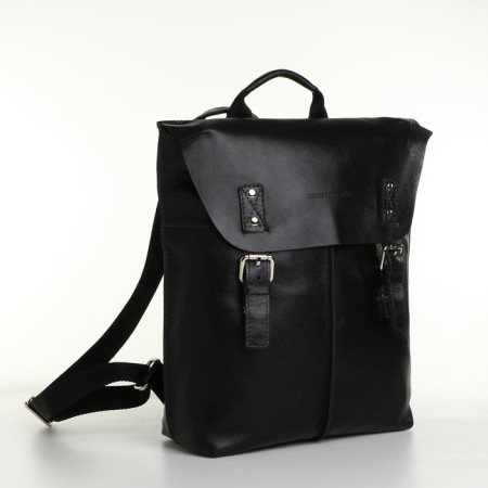 City backpack made of genuine leather with lightning, igermann, black color