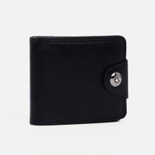 Male purse for magnet, department for bills, for maps, for coins, black color