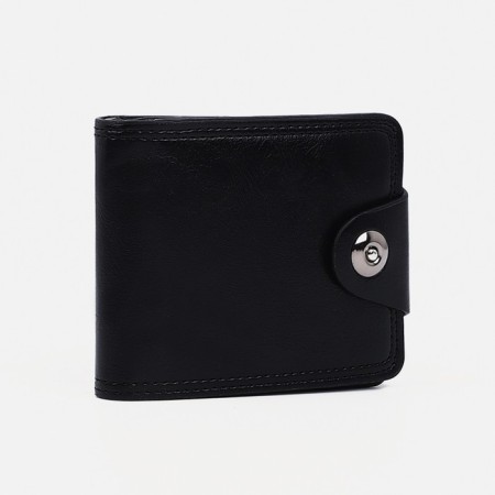 Male purse for magnet, department for bills, for maps, for coins, black color