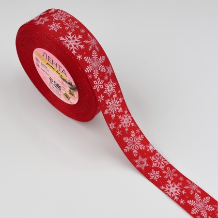 Republic tape 25mm*25 ± 1 yard (23m ± 1m) Festive snowflakes No. 0026 red/white au-1