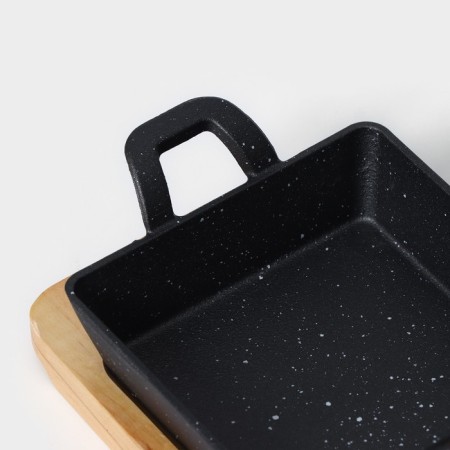 Cast iron pan “Night”, 18.5 × 12.5 × 5.2 cm, on a wooden stand-2
