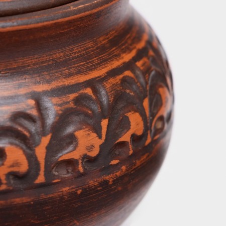 A baking pot with a lid "Loli", decor, red clay, 0.6 l, mix-3