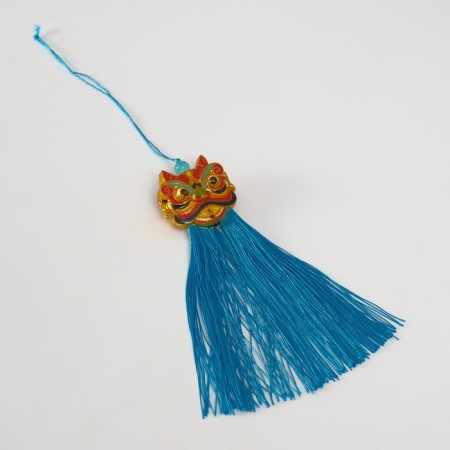 Textile suspension, plastic "Chinese lion" Blue 2x4x14 cm-3