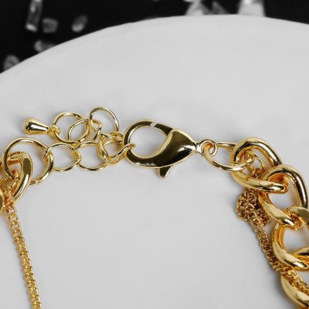 Bracelet Metal “Chain” Two threads cross, color gold, 17 cm-1