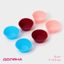 A set of baking shapes of the share “Rib.k”, silicone, 7 × 4 cm, 6 pcs, color mix