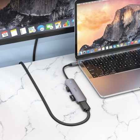 Adapter Hoco HB28, HDMI/USB3.0/USB2.0/SD/TF/PD, 60 W, 3 A, 13.5 cm, gray-6