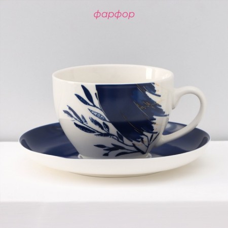 Service Tea porcelain shade Ternura, 12 items: 6 cups 250 ml, 6 saucer d = 15 cm-1