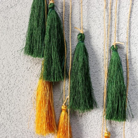 Panel wall -mounted macrame "Flower with colored brushes" 48x20 cm-3