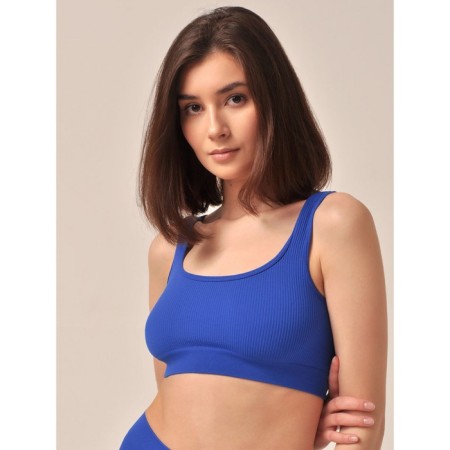 Female top in the rub on wide straps Top SPALLA LARGA RIB, size 42-44, Blue color