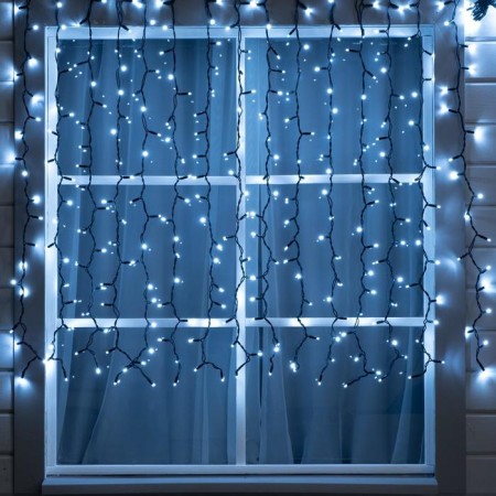 Garland "curtain" 2 x 1.5 m, IP65, UMS, dark rubber thread, 300 LED, white glow, 220 V