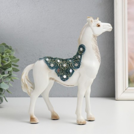 Souvenir Polystone "Imperial Horse, white with mirrors" 19x5.5x21.5 cm-3