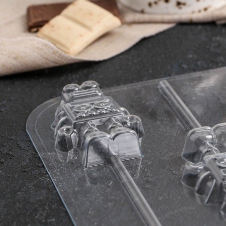 Form for chocolate and sweets "Robot on a stick", the color is transparent-5