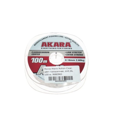 Akara Action Clear fishing line, diameter 0.16 mm, test 2.6 kg, 100 m, transparent