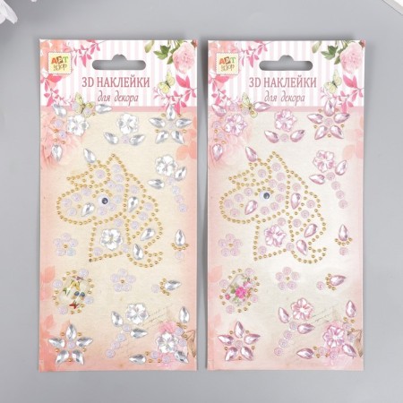 Sticker of rhinestones plastic "Unicorn" MIX 19x9 cm-1