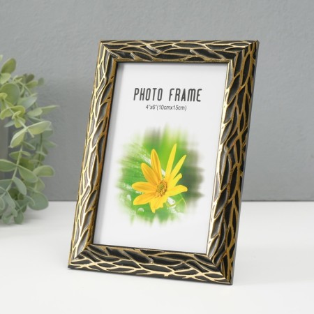 Photo frame plastic 10x15 cm "Roots" black with gold 19x14 cm-2