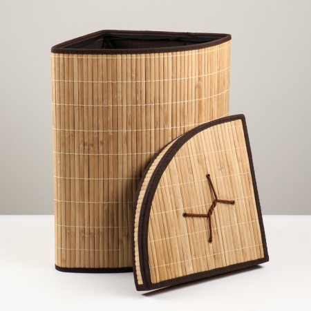 Storage basket, with handles, folding, 34 × 34 × 52 cm, bamboo, jute-3