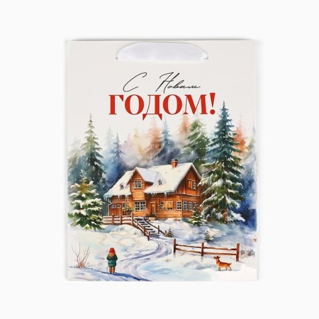 Laminated horizontal "Winter Forest", village, MS 18 x 23 x 10 cm, New Year-4