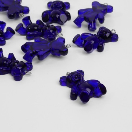 Bead "Bear" (set 10 pcs.), 3.4 × 2.4 × 1 cm, dark blue color-1