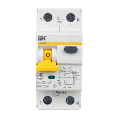 Diff. Automat IEK, 1 P + N, 2 mod., C 40 A, 30 mA, type A, 6 KA, AVDT-32, MAD22-5-040-C-30-1