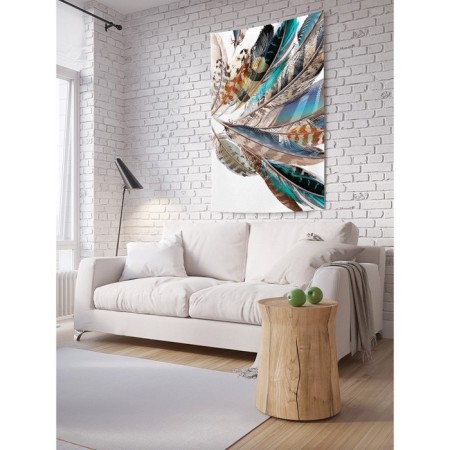 Decorative panel with photo printing "Decorative feathers", vertical, size 150x200 cm