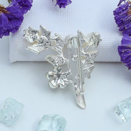 Brooch "Flower Branch" duet, rainbow color in silver-1
