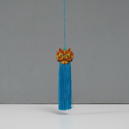 Textile suspension, plastic "Chinese lion" Blue 2x4x14 cm