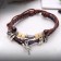 Bracelet Leather "Binding" with suspension, dragonfly, brown color, D = 8 cm