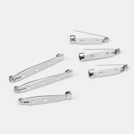 Assorted basics for brooches, 45 /40 /32 /30 /25 /20 mm, 12 pcs, silver color-3