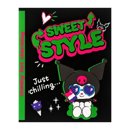Notebook of 48 sheets in the Kuromi cage, cardboard cover, Soft-Touch lamination, whiteness 92%, block 60 g/m2, mix-1