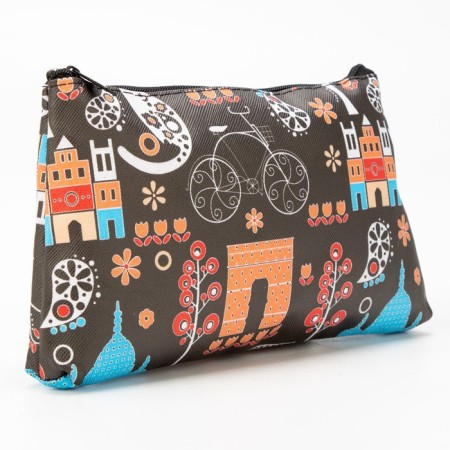 Lightning cosmetic bag, dark brown color-1