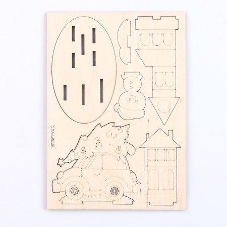 New Year's blanks for creativity. Wood painting "New Year! Machine "-4