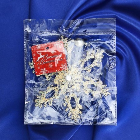 Jewelry decoration "Patterned snowflake" D-13.2 cm, mix, transparent-1