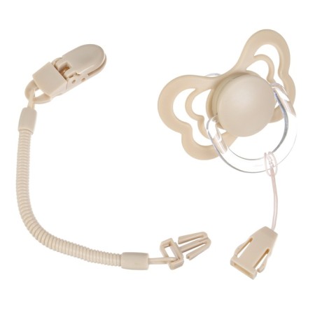 Nipple - orthodontic dummy, silicone, +6 months, with a holder, beige color-8