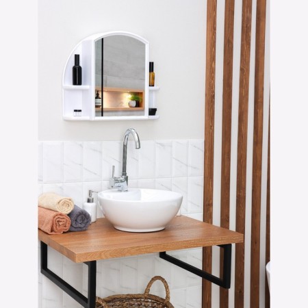 Cabinet for a bathroom with a mirror "Orion", snow-white color-9