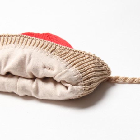 Children's hat minku rr 35-40, red/beige color-1