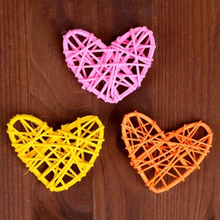 Decor for creativity from the vine "Heart" set of 3 pcs., Size 1 pc. - 6.5 × 6 cm, color mix