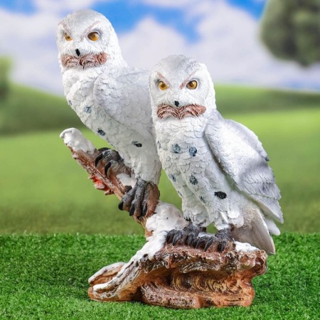 Garden figure "Owls Two sitting on a branch" 32cm-5