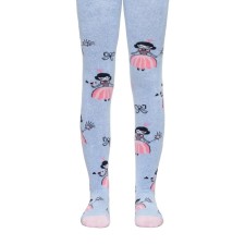 Children's tights with drawings CONTE KIDS Sof-Tiki, height 128-134 cm, color light blue