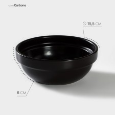 Porcelain plate Carbone, 600 ml, d = 15.5 cm, h = 6 cm, black color