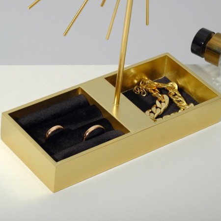 Sun adornment stand 18 × 8 × 31, mirror, gold color-1