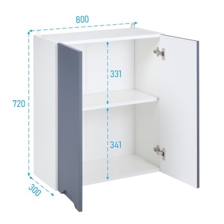 Wardrobe hinged 600 Helga, 600x300x720, Bely/Marengo Soft MDF-1