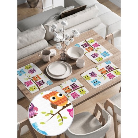 A set of napkins for setting the table "Sleep owls", rectangular, rounded edges, size 30x46 cm, 4 pcs-1