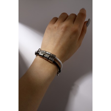 Bracelets "Demetrons" on Magnet, Love with heart, black and white color, 8 cm-1