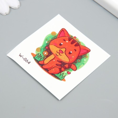 Tattoo on the body color "red striped kitten" 6x6 cm-1