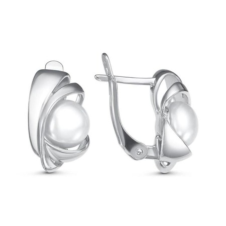 Earrings "Pearls" tape, echoing with oxidation, white color