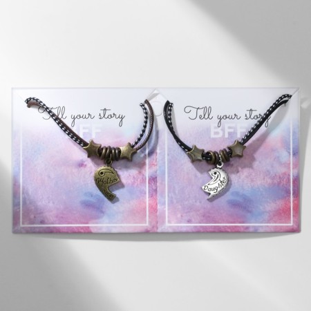 Bracelets "Demetrons" Mom and daughter, black-brown color with black silver and copper, l = 19 cm-3
