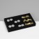 A stand for decorating 3 cells and 7 strips for rings, phlock, 21 × 12.3 × 2.5 cm, black color is black