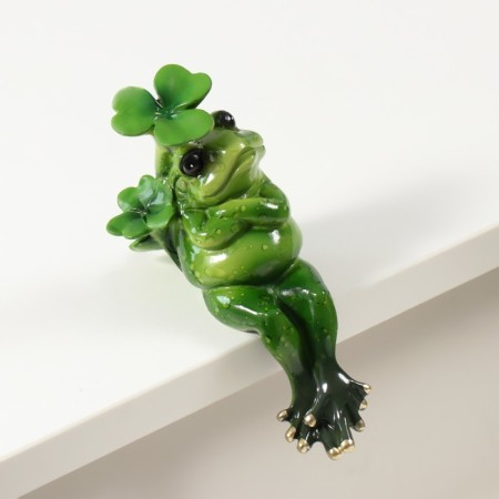 Souvenir Polystone varnish on the shelf "Frog, waiting for the leaves" 11x6x11 cm-2
