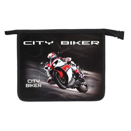 Folder for notebooks A5, 245 x 195 x 50 mm, lightning from above, to 31shk5, "City Biker" (volumetric 3D-risun), laminated cardboard/textiles