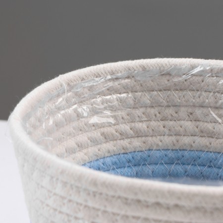 Kashpo wicker "Namibia", 17.5x17.5x16 cm, natural, blue, white-3